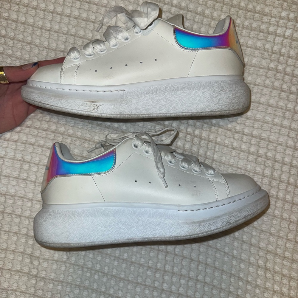 Alexander McQueen White Sneakers with Iridescent Detail